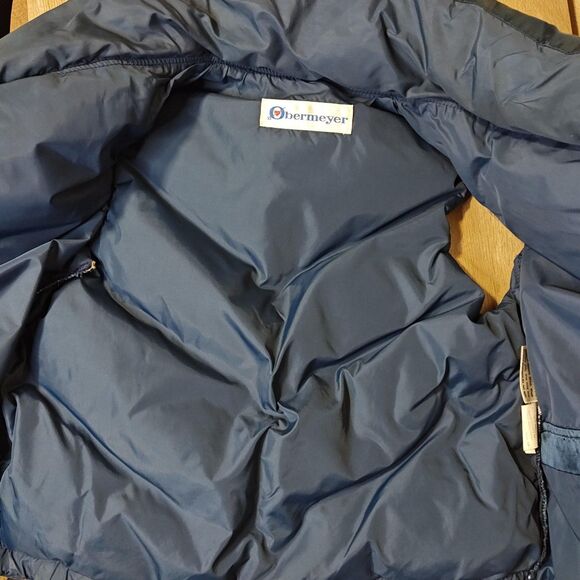 VINTAGE Obermeyer Vest Womens Large Navy Down Puffer Snap Front Ski Chevron 80s - Picture 6 of 15